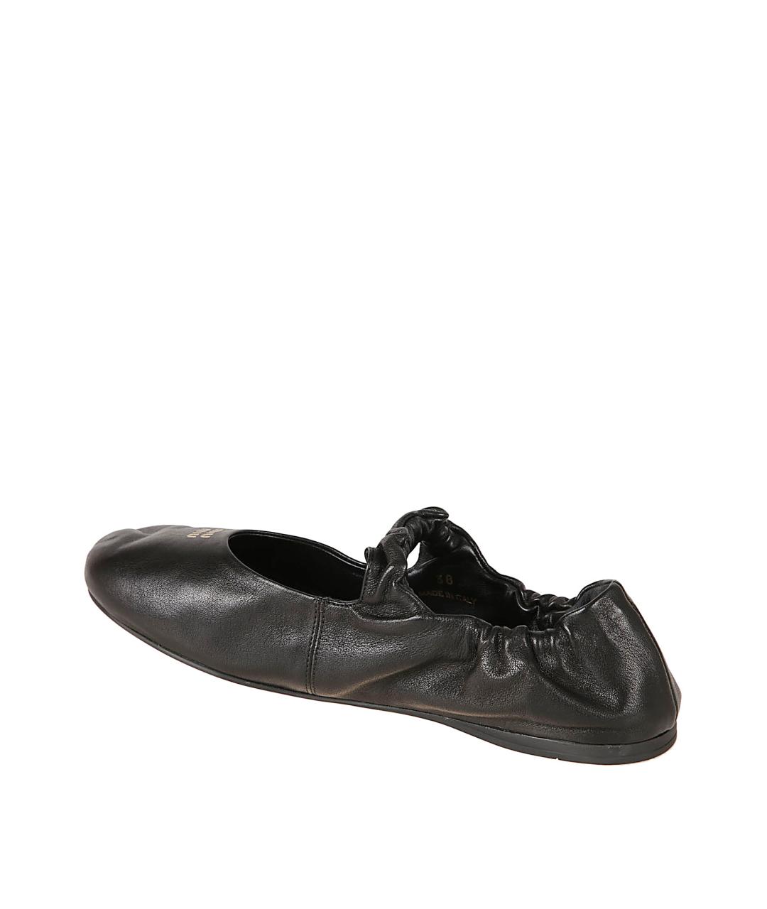 MIU MIU Черные кожаные балетки, фото 3