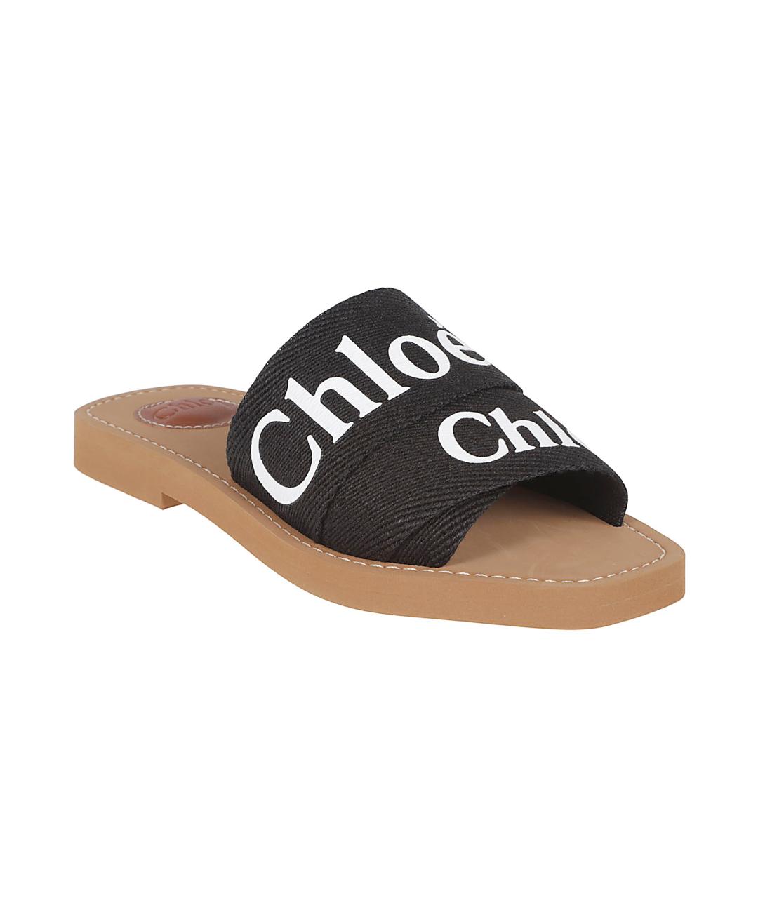 CHLOE Черные текстильные шлепанцы, фото 2