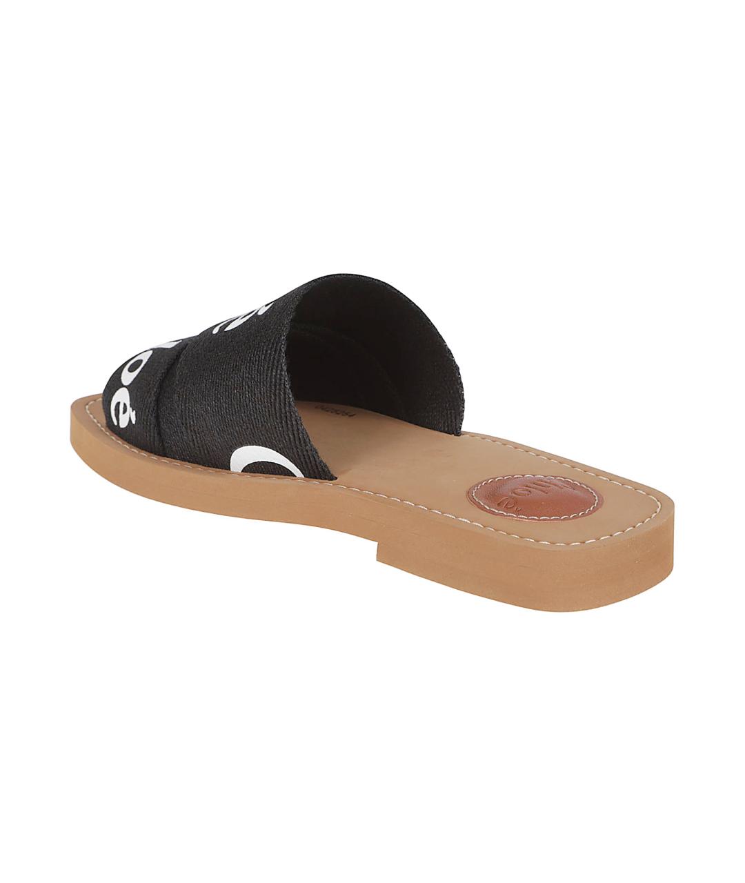 CHLOE Черные текстильные шлепанцы, фото 3