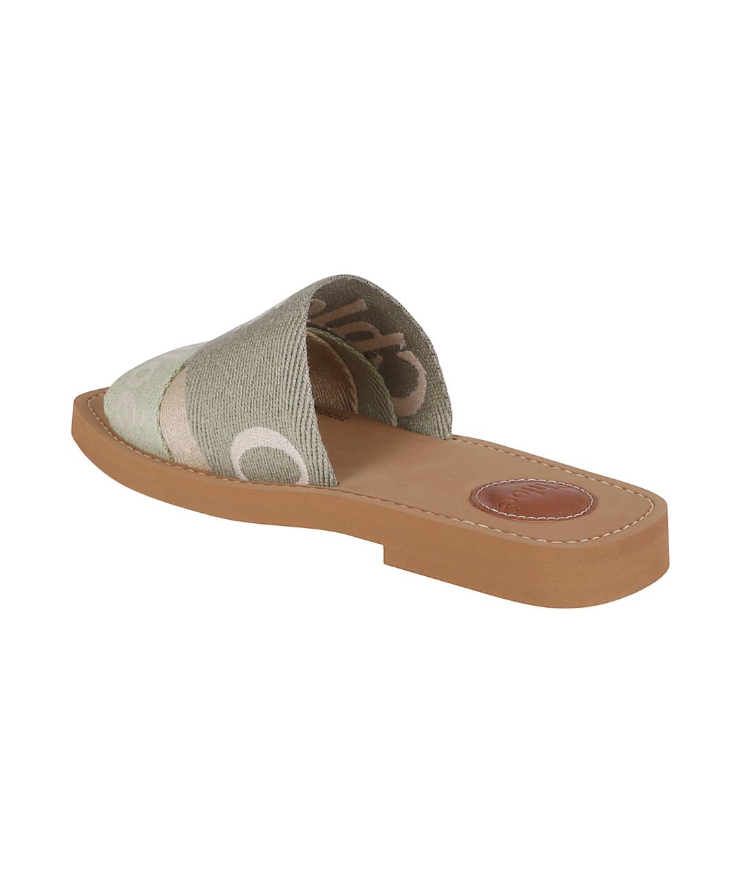 CHLOE Бежевые текстильные шлепанцы, фото 3