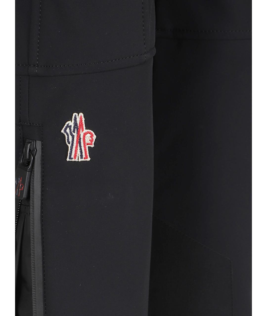 MONCLER GRENOBLE Черные полиамидовые прямые брюки, фото 2