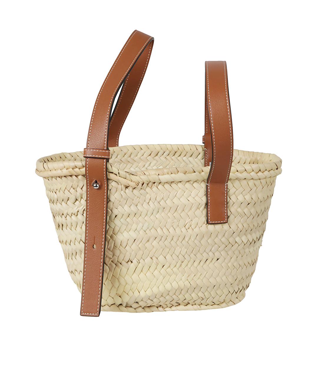 LOEWE Бежевая пелетеная сумка тоут, фото 2