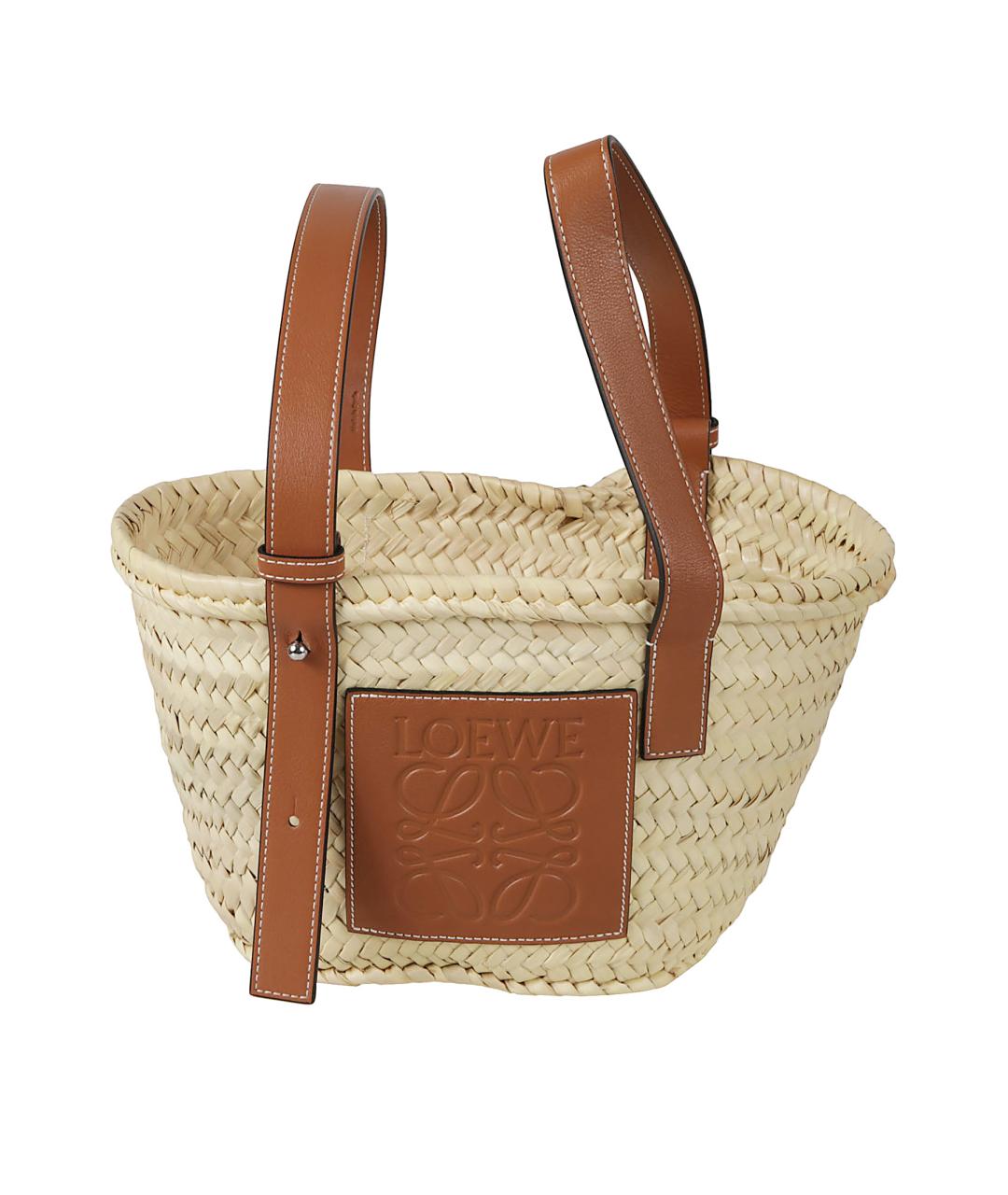 LOEWE Бежевая пелетеная сумка тоут, фото 1