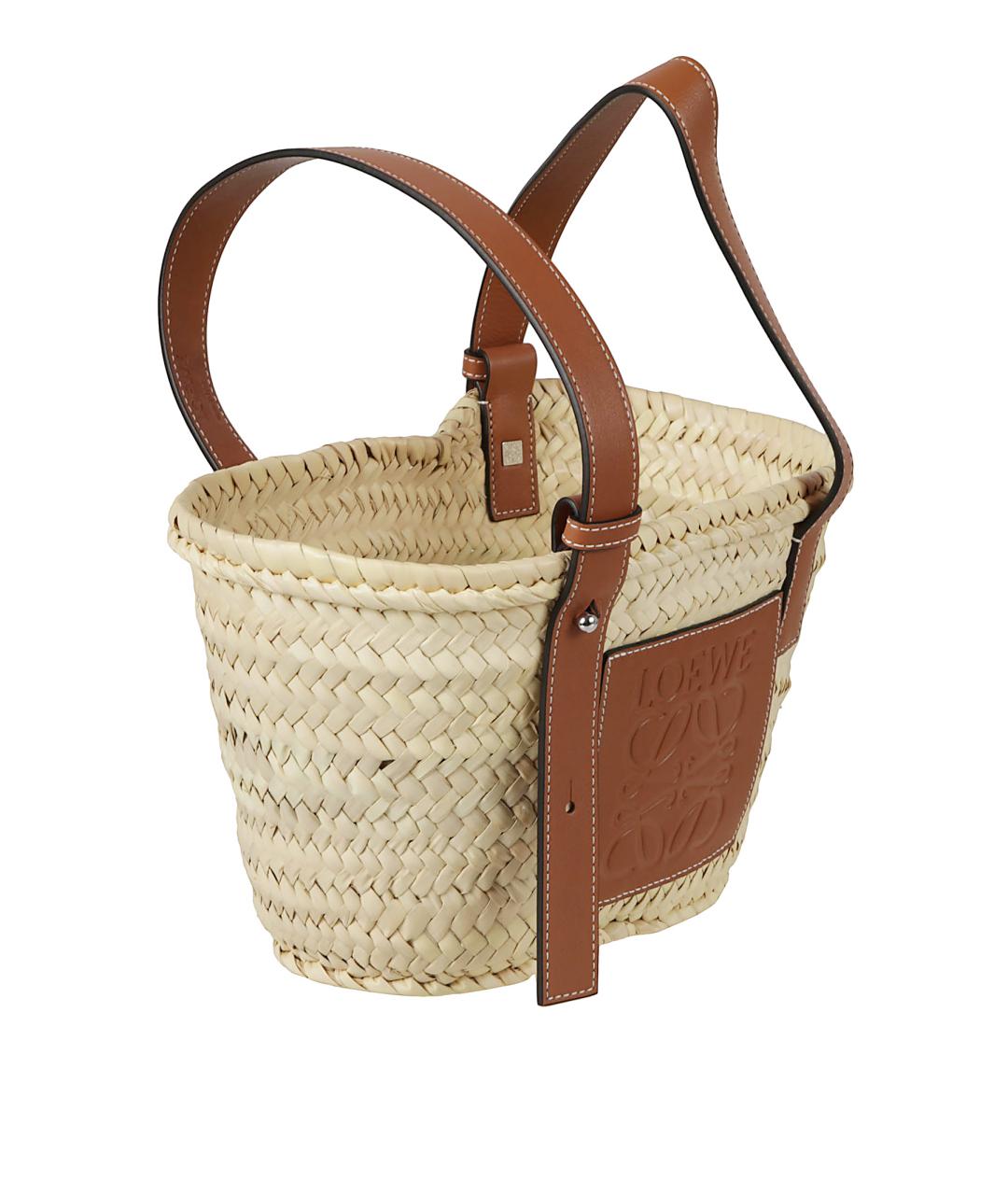 LOEWE Бежевая пелетеная сумка тоут, фото 3