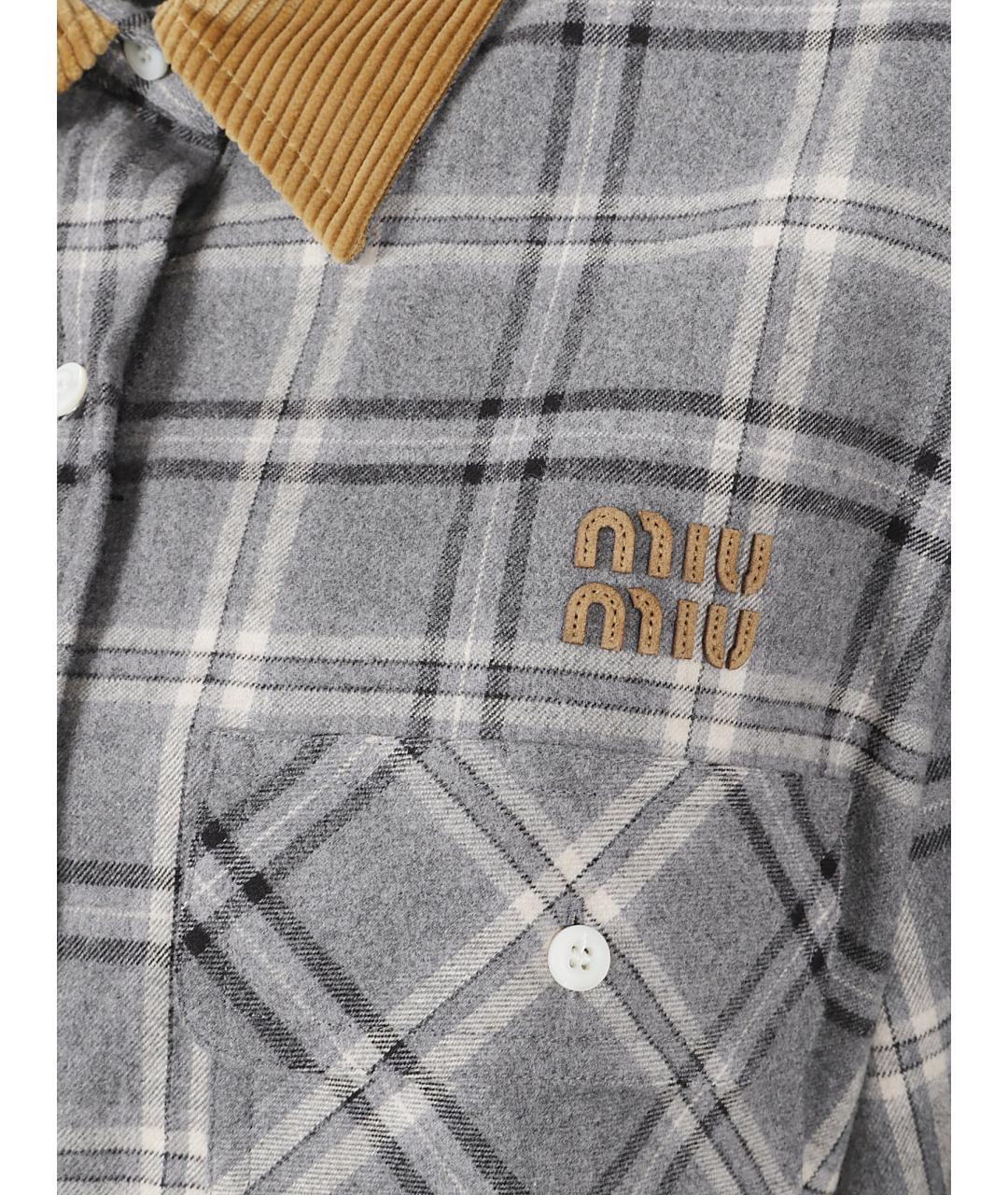 MIU MIU Серая хлопковая рубашка, фото 2