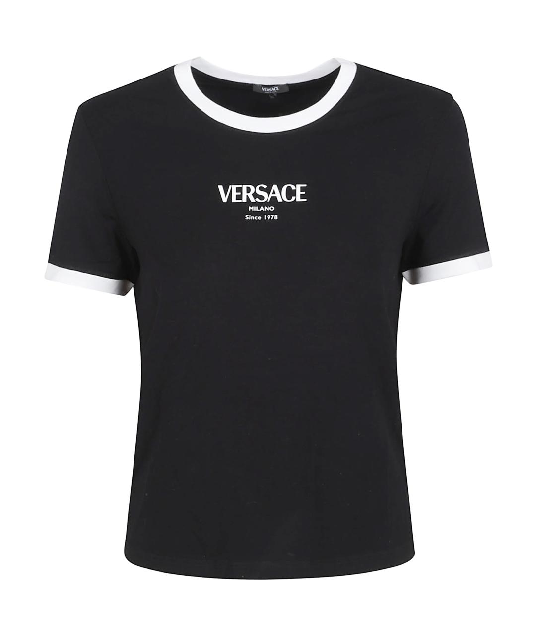 VERSACE Черная вискозная футболка, фото 1