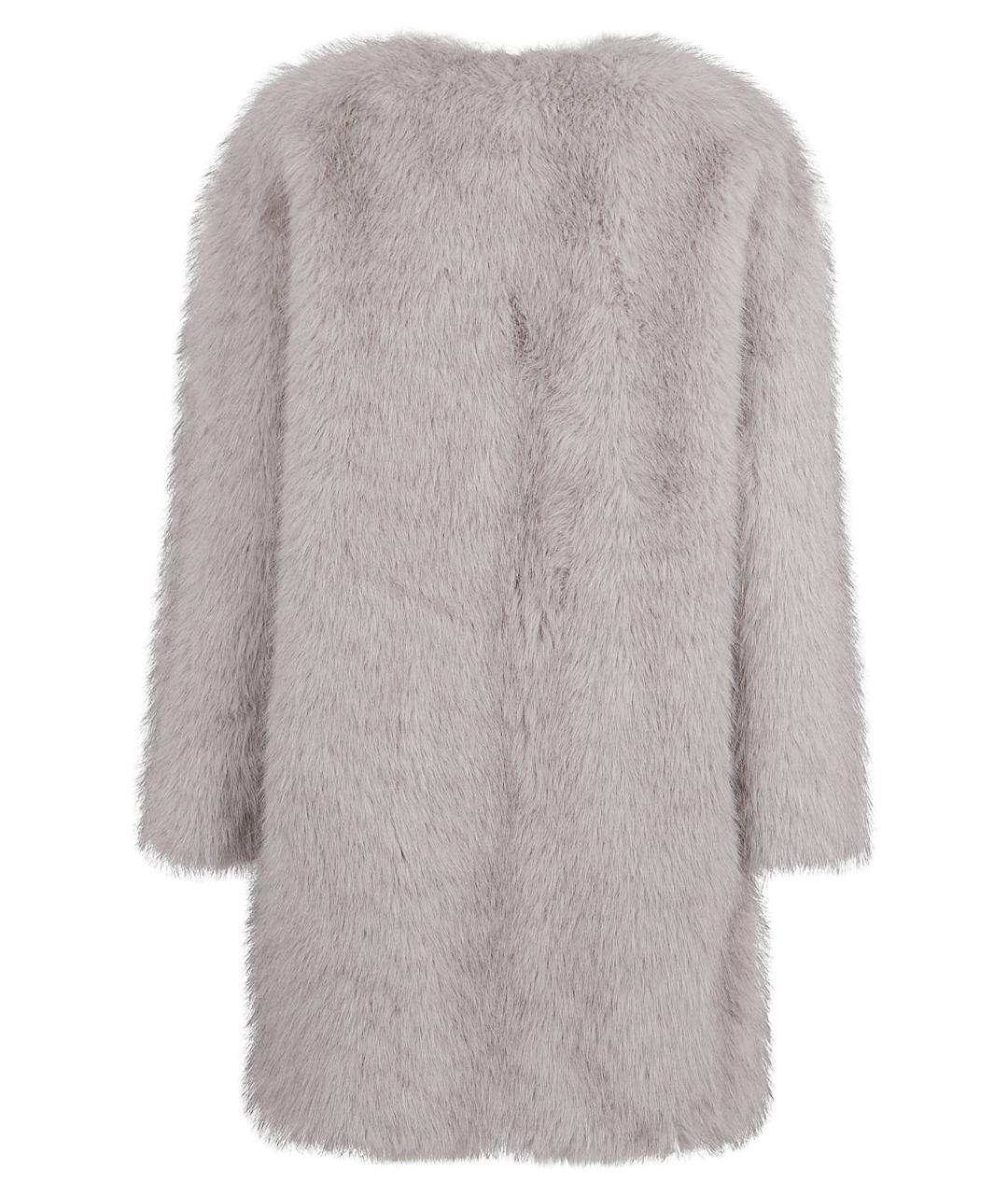 MAX MARA STUDIO Серая полиэстеровая шуба, фото 3