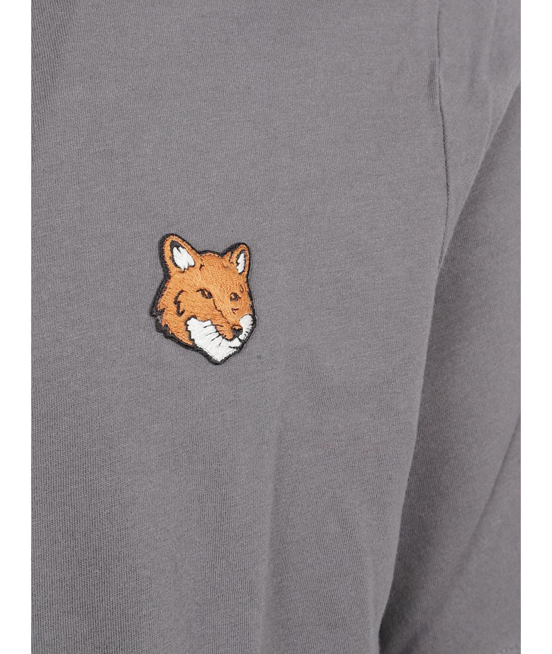 MAISON KITSUNE Серая хлопковая футболка, фото 2