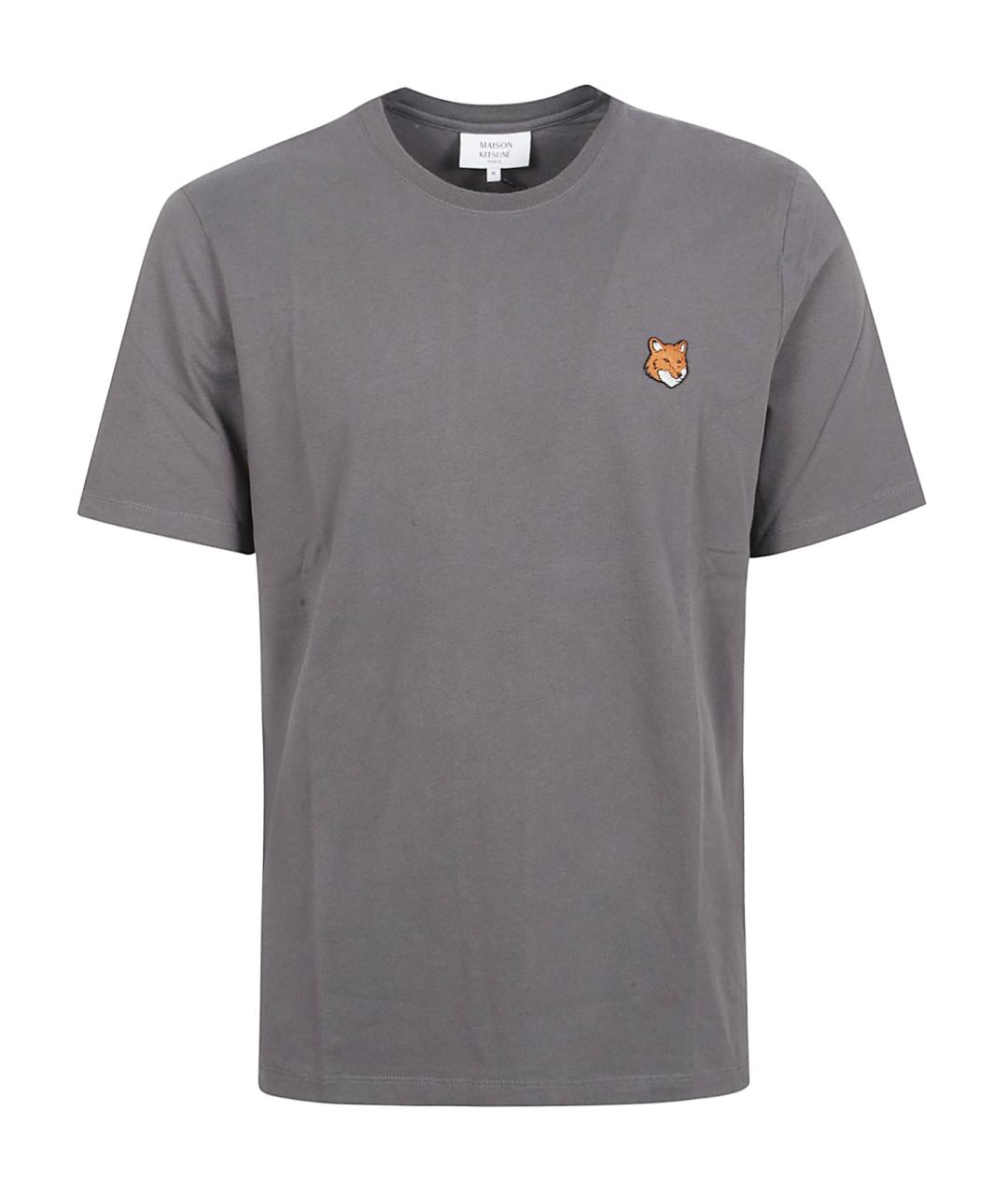 MAISON KITSUNE Серая хлопковая футболка, фото 1