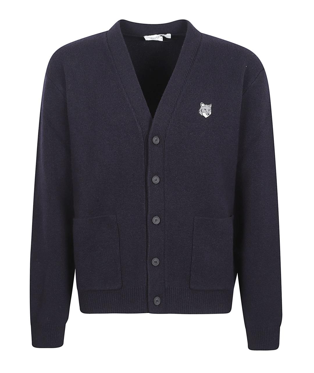 MAISON KITSUNE Темно-синий шерстяной кардиган, фото 1