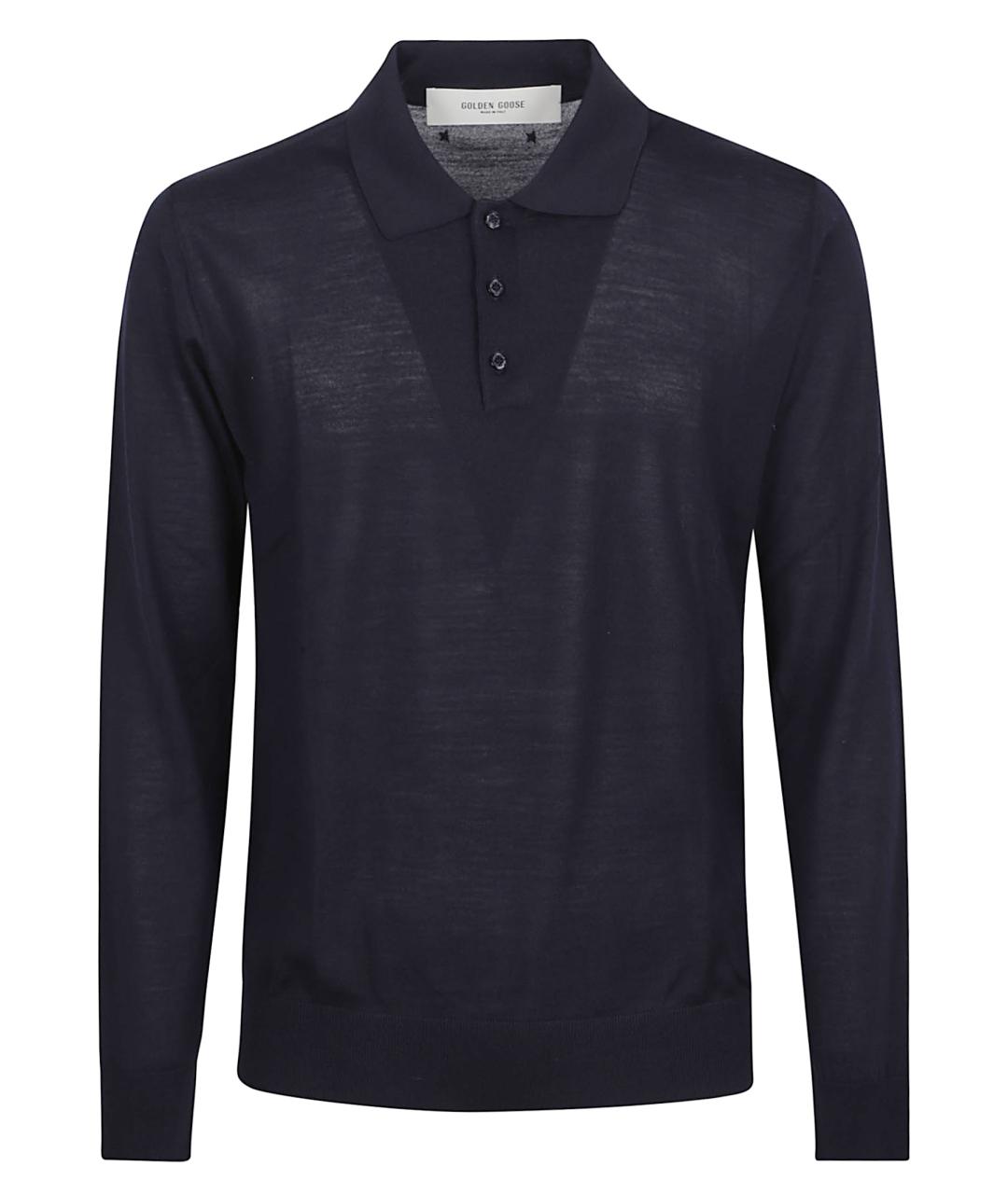 GOLDEN GOOSE DELUXE BRAND Темно-синее поло с длинным рукавом, фото 1