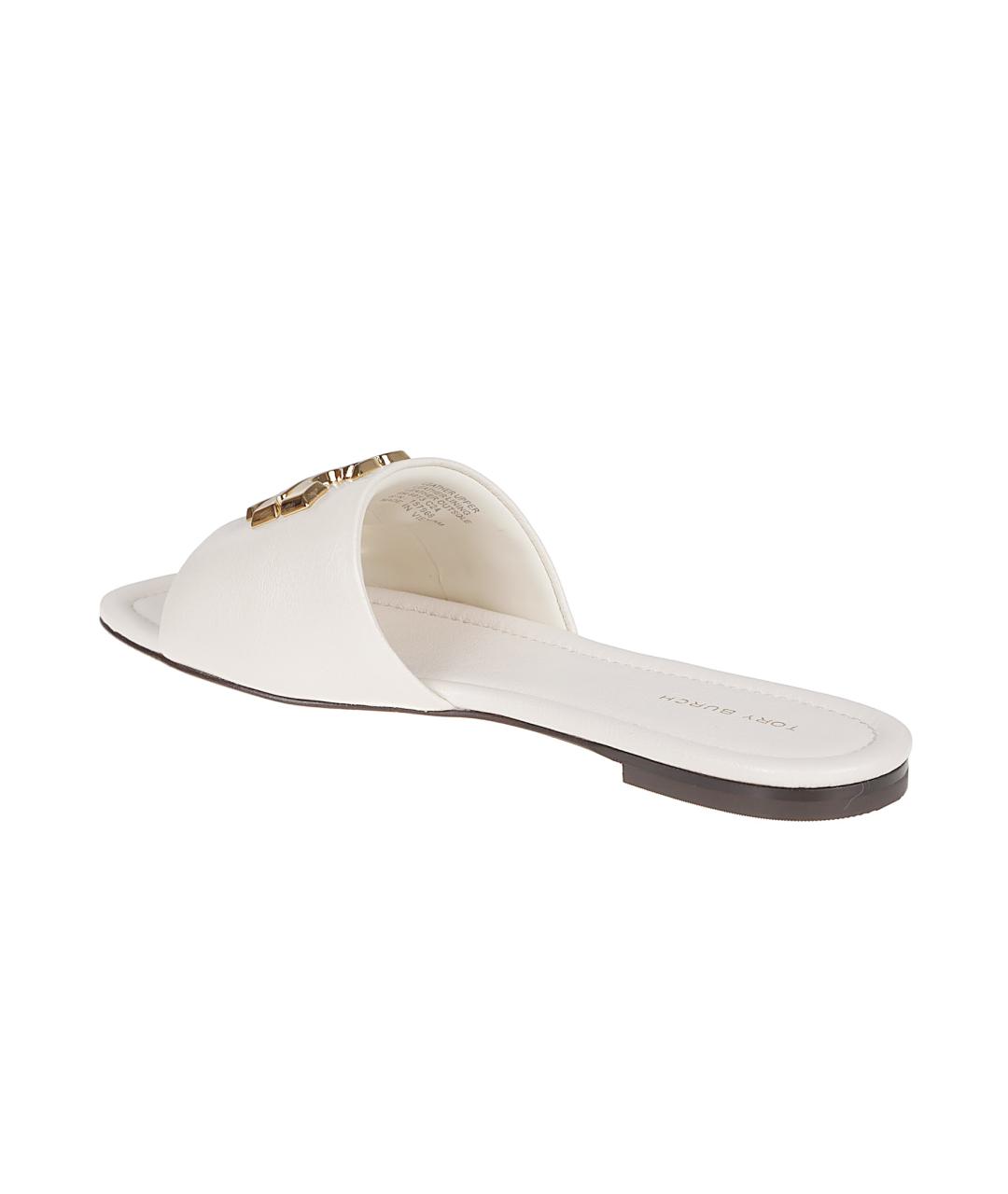 TORY BURCH Белые кожаные шлепанцы, фото 3