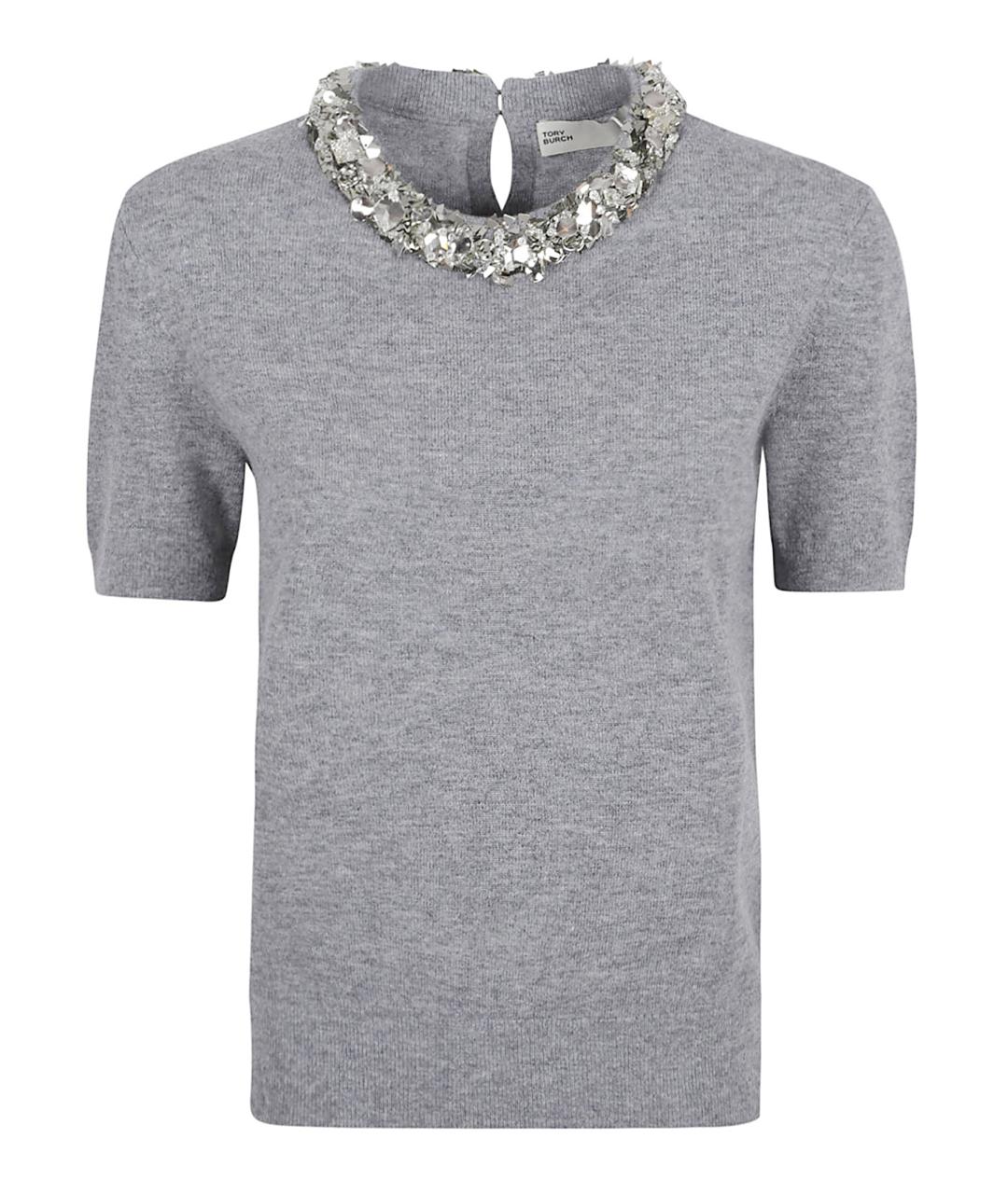 TORY BURCH Серая шерстяная футболка, фото 1