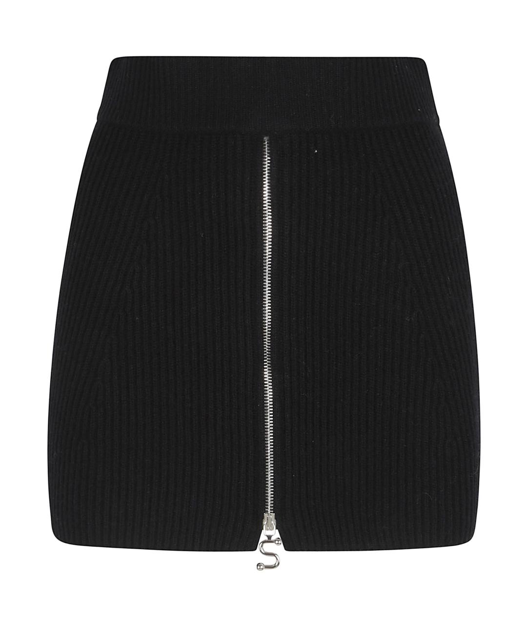 SPORTMAX Черная шерстяная юбка мини, фото 1