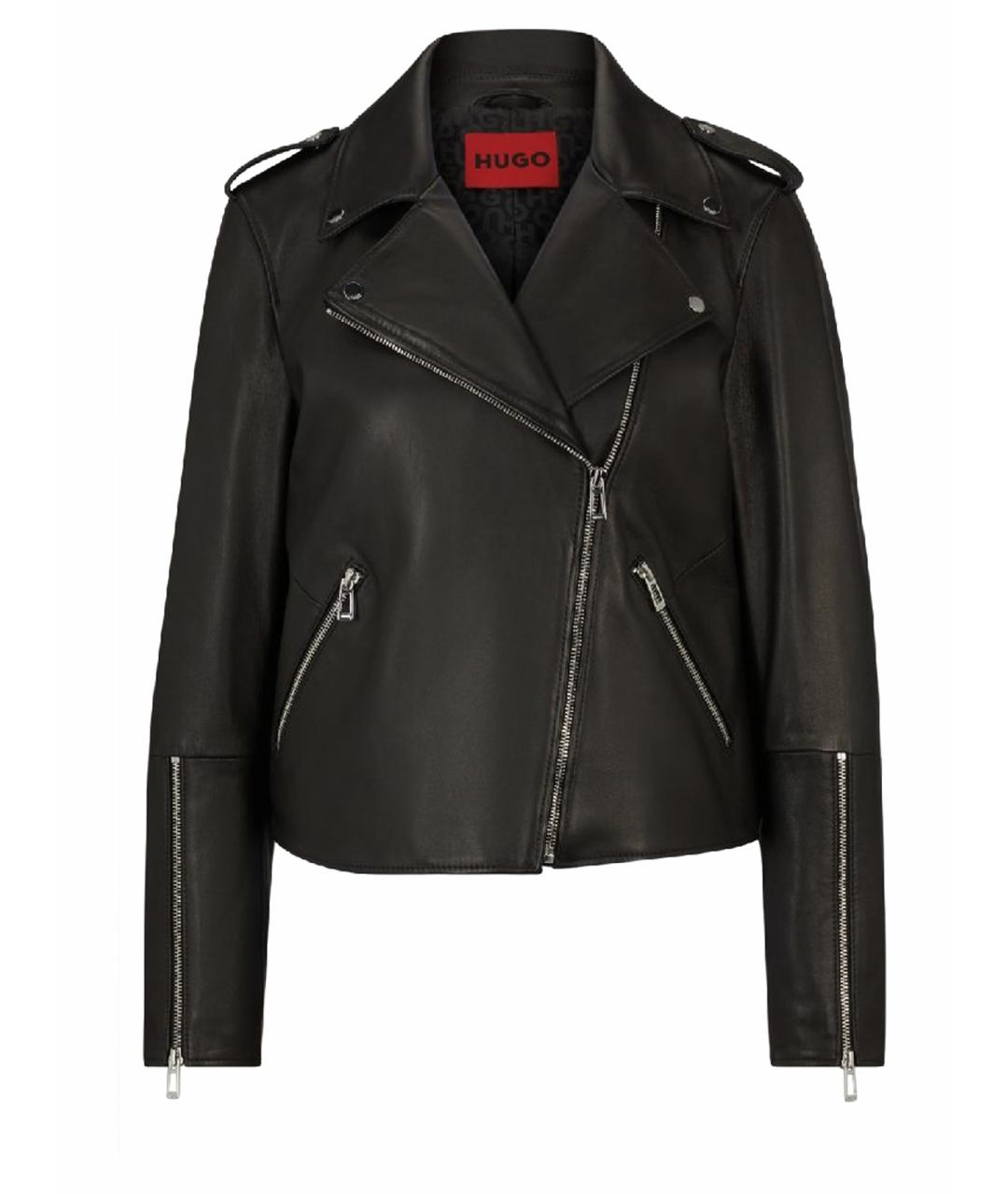 HUGO Черная кожаная куртка, фото 1