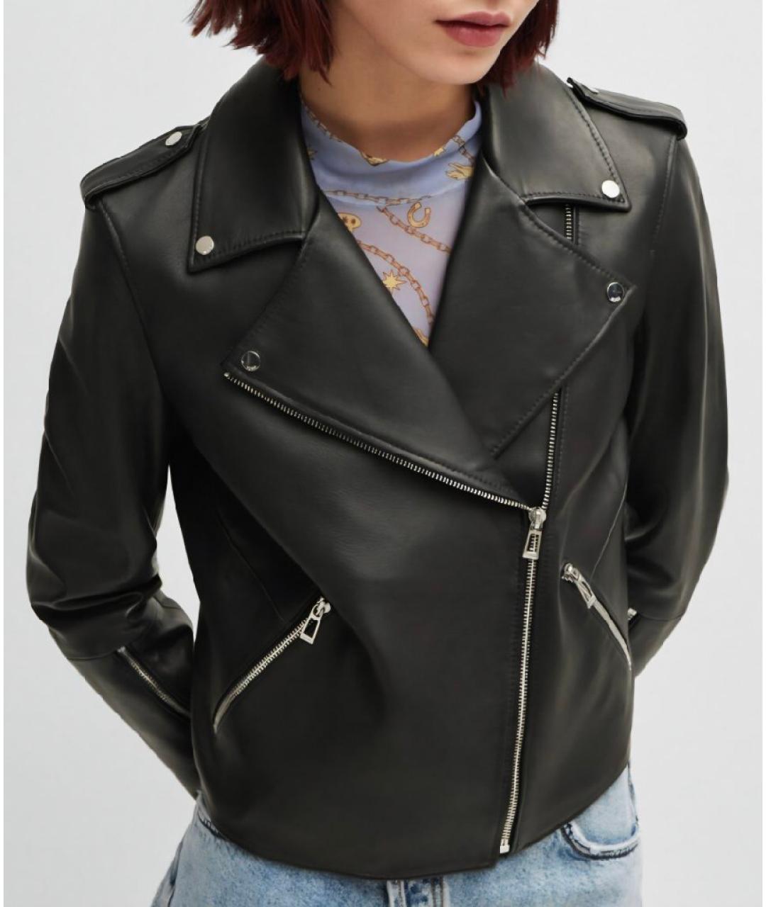 HUGO Черная кожаная куртка, фото 3