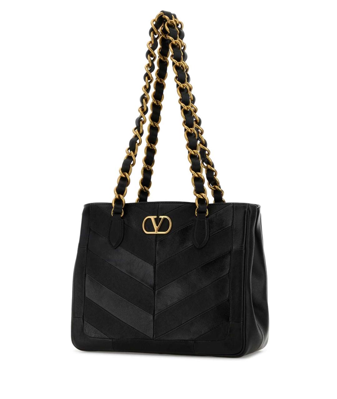 VALENTINO Черная кожаная сумка тоут, фото 2