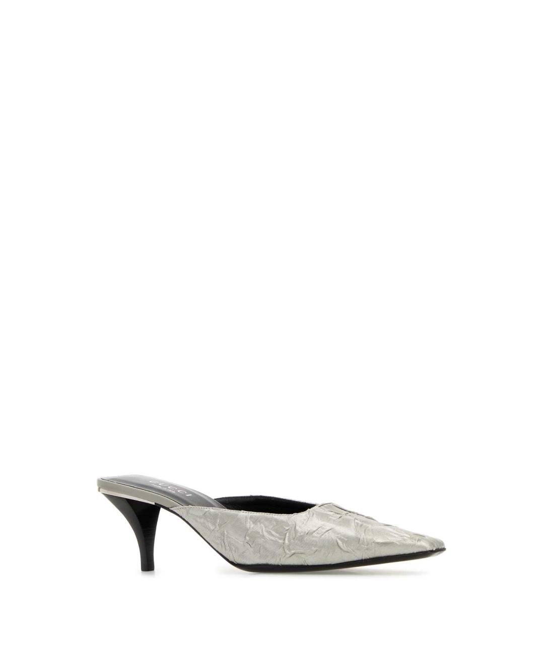 GUCCI Серебряные текстильные мюли, фото 2