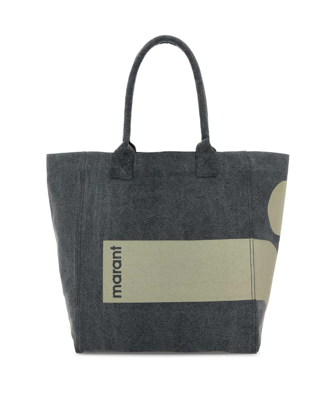 ISABEL MARANT Антрацитовая тканевая сумка с короткими ручками, фото 1