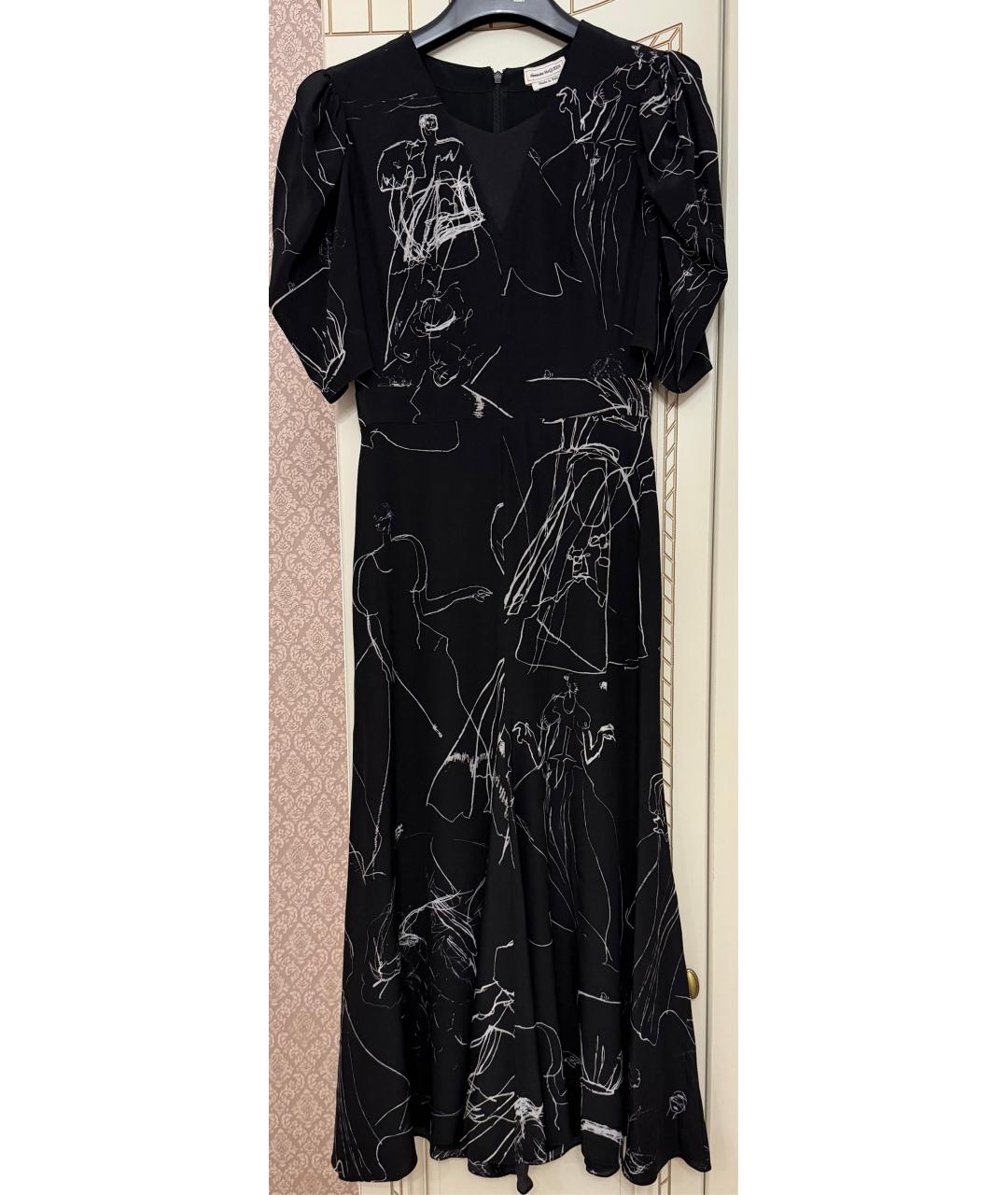 ALEXANDER MCQUEEN Черное атласное повседневное платье, фото 4