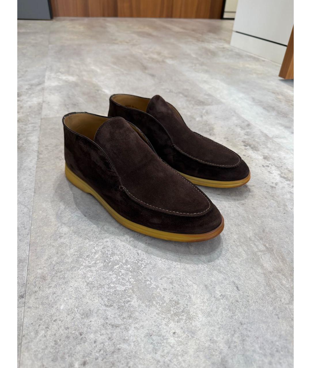 LORO PIANA Коричневые замшевые лоферы, фото 2