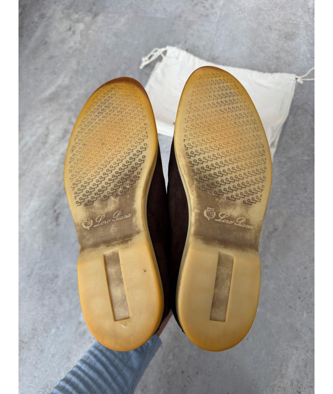 LORO PIANA Коричневые замшевые лоферы, фото 7