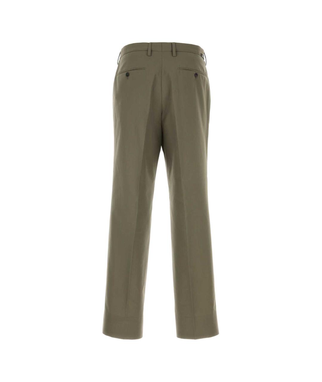PRADA Зеленые хлопковые повседневные брюки, фото 2