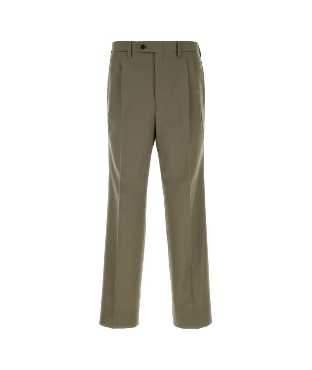 PRADA Зеленые хлопковые повседневные брюки, фото 1