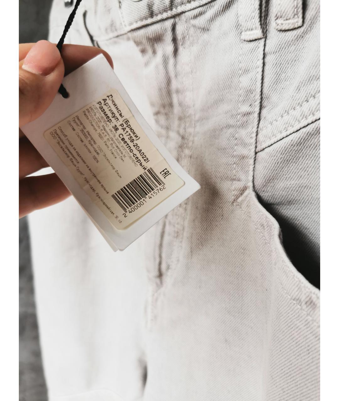 ISABEL MARANT Серые хлопковые джинсы слим, фото 5