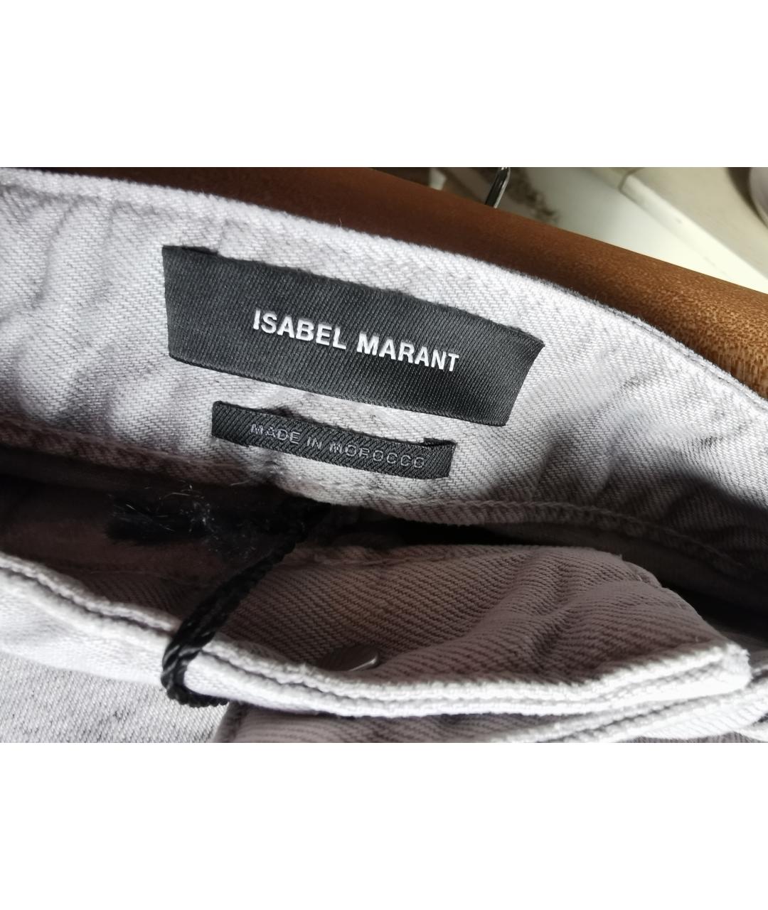 ISABEL MARANT Серые хлопковые джинсы слим, фото 3
