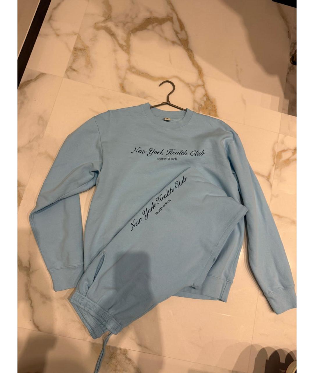 SPORTY AND RICH Голубой хлопковый костюм с брюками, фото 3