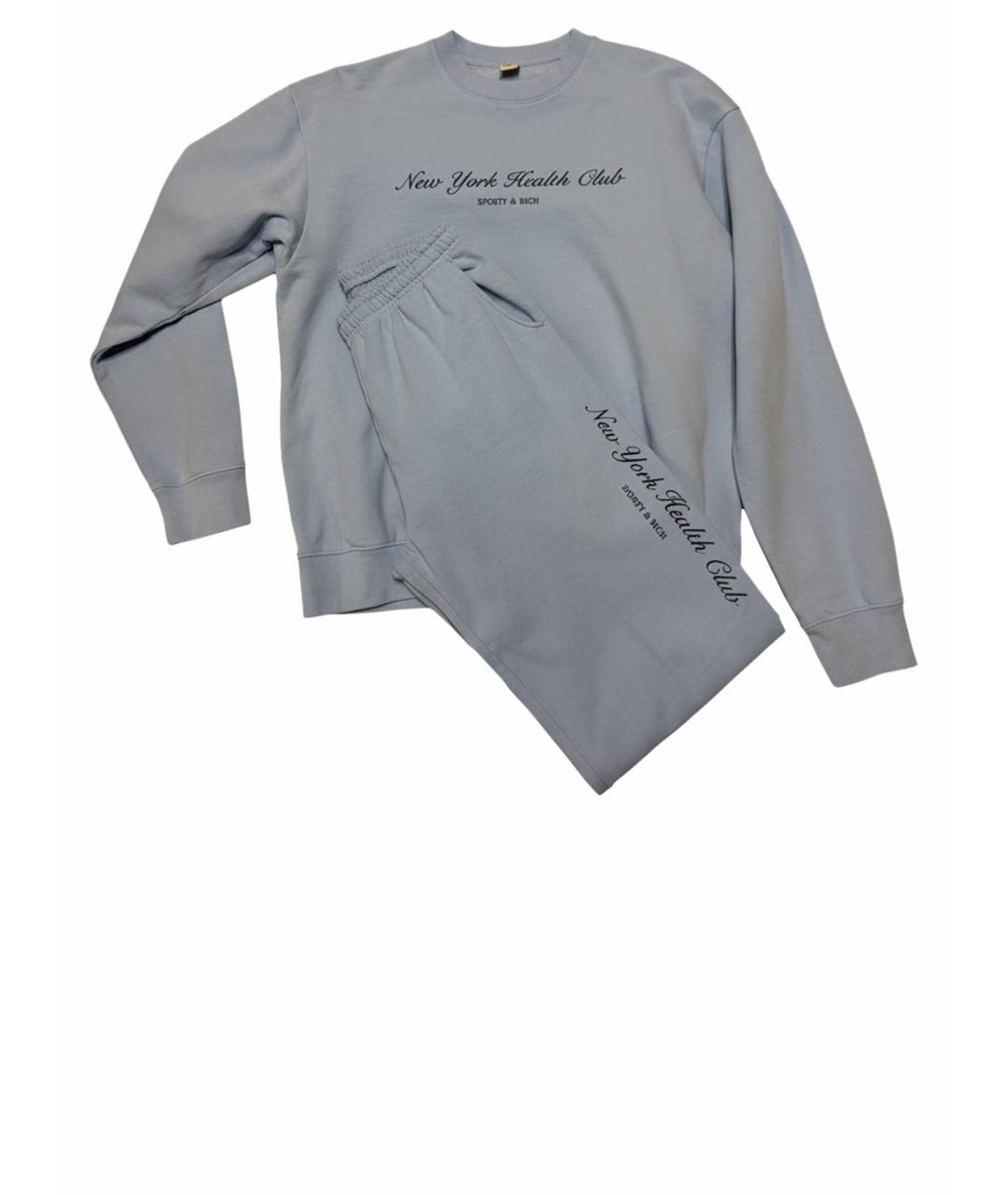 SPORTY AND RICH Голубой хлопковый костюм с брюками, фото 1