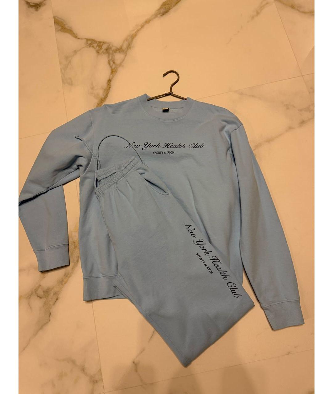 SPORTY AND RICH Голубой хлопковый костюм с брюками, фото 5