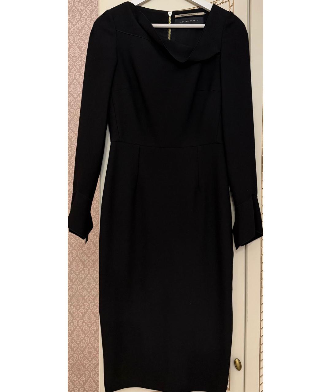 ROLAND MOURET Черное креповое вечернее платье, фото 3