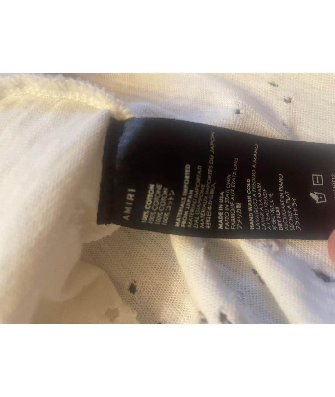 AMIRI Белая хлопковая футболка, фото 3