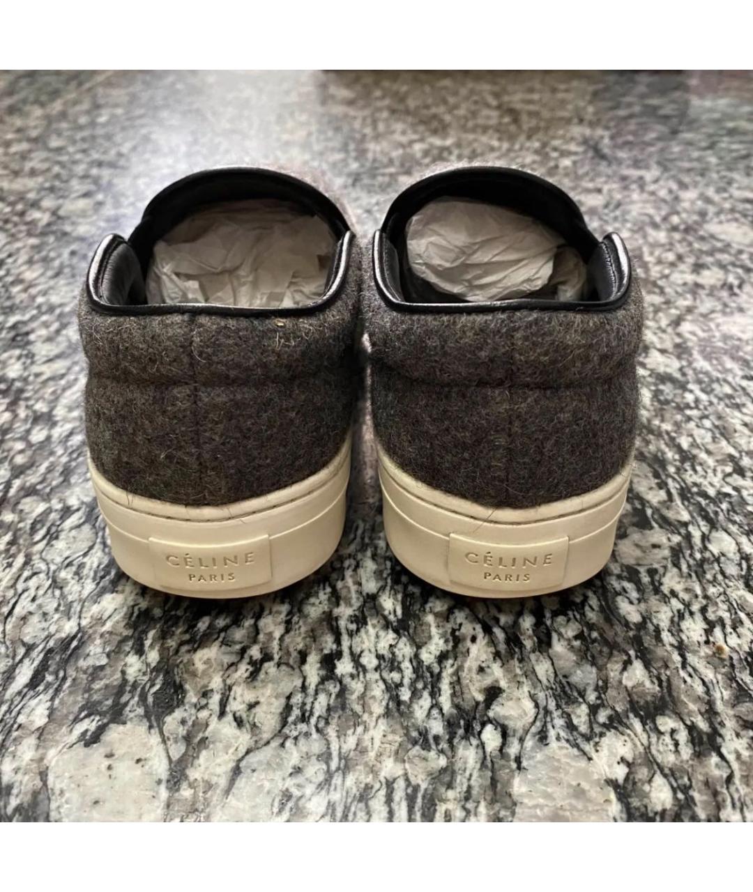 CELINE Серые кожаные слипоны, фото 4