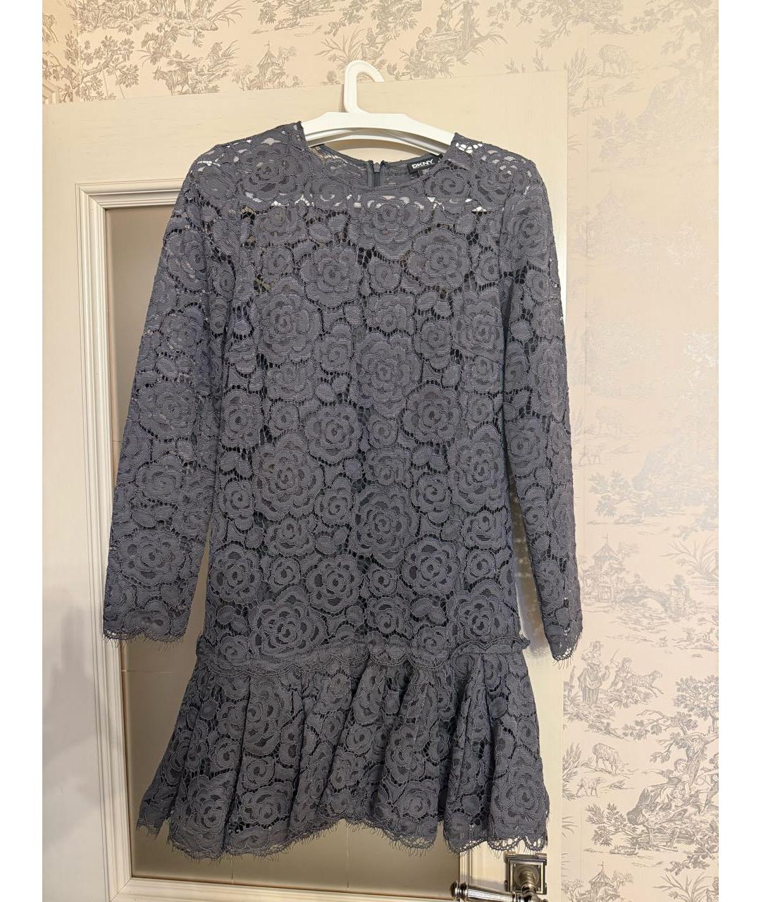 DKNY Серое полиэстеровое платье, фото 8