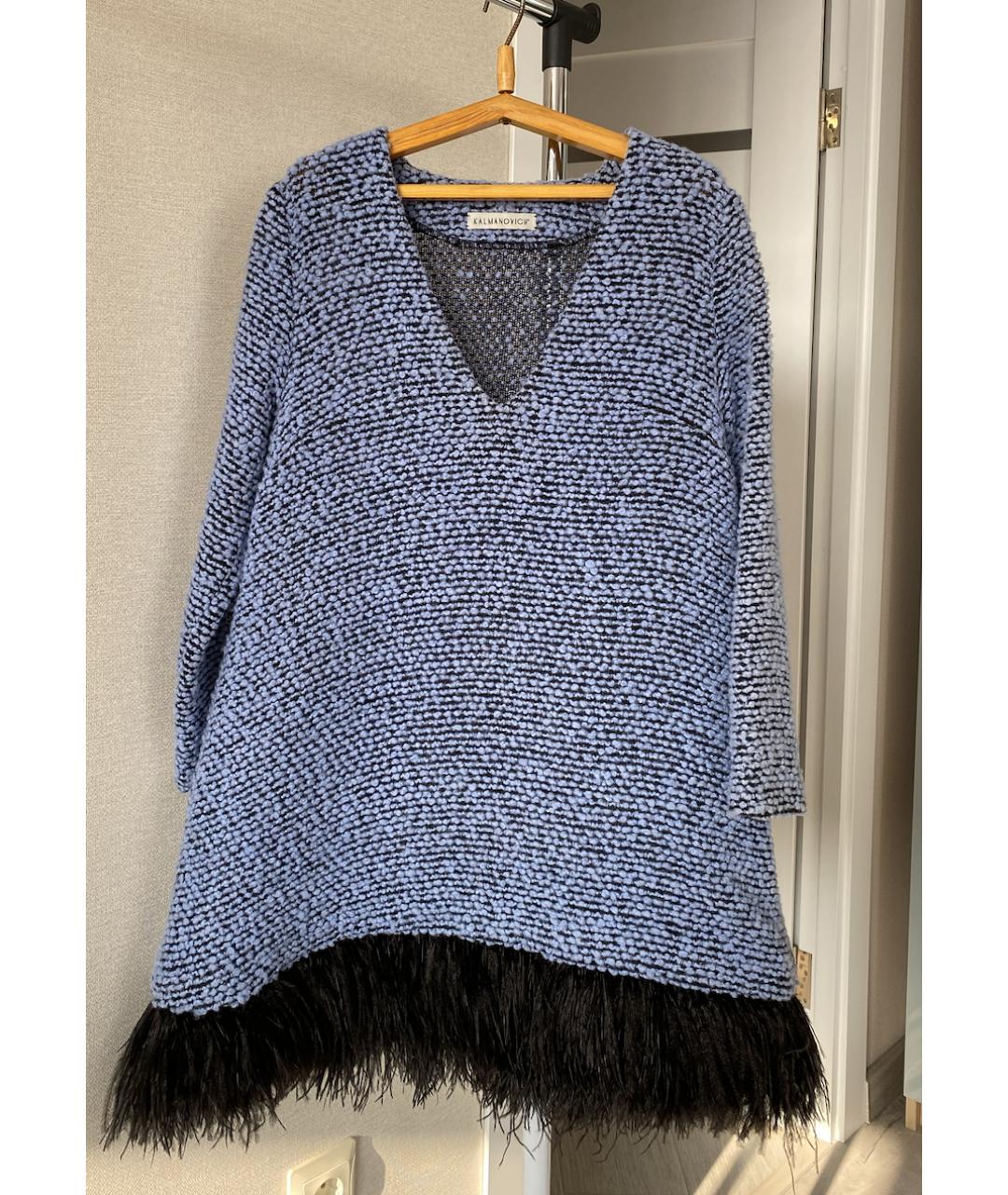 KALMANOVICH Голубое кашемировое коктейльное платье, фото 6