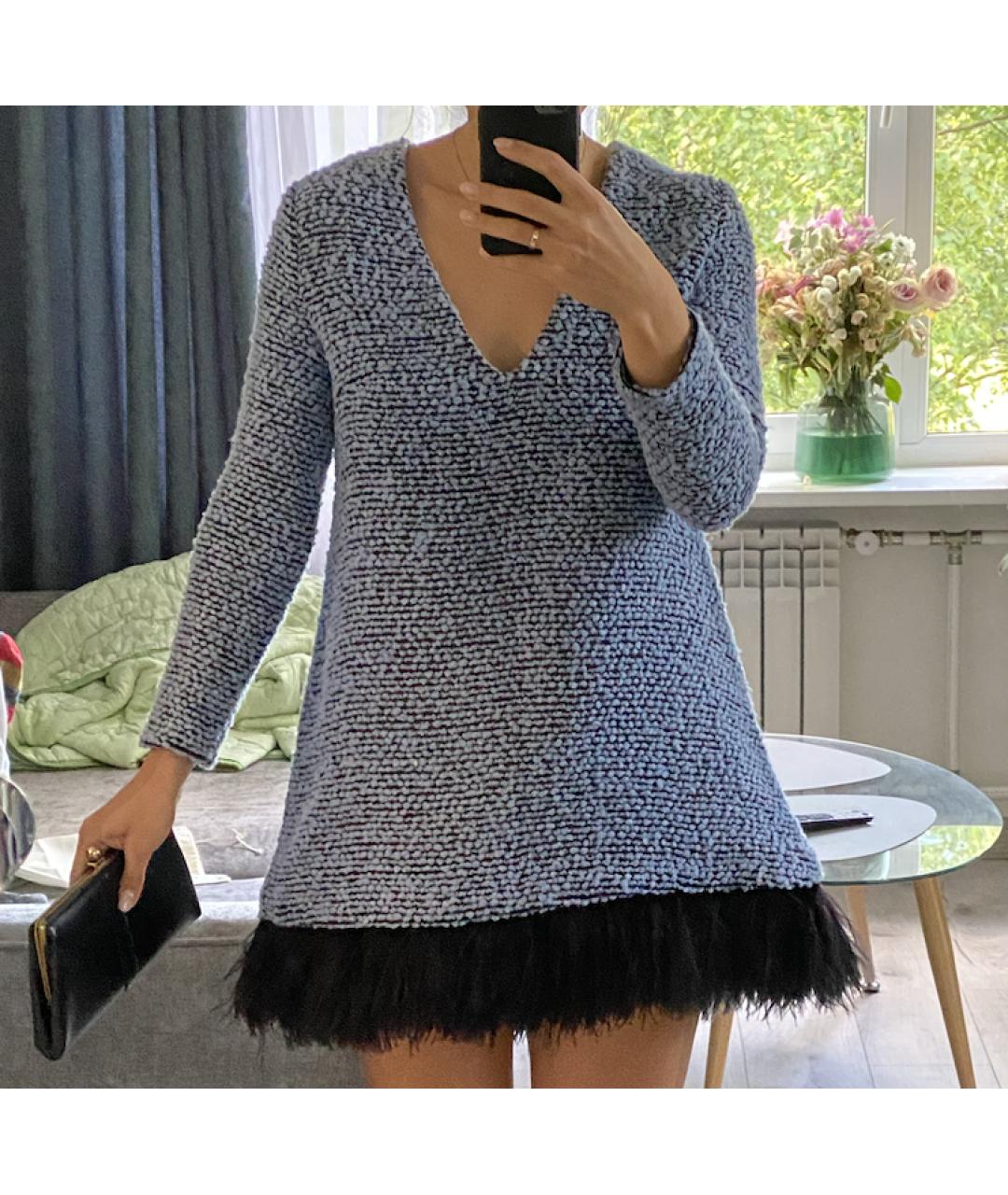 KALMANOVICH Голубое кашемировое коктейльное платье, фото 5