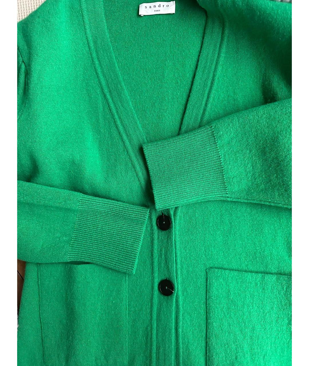 SANDRO Зеленый кашемировый кардиган, фото 3