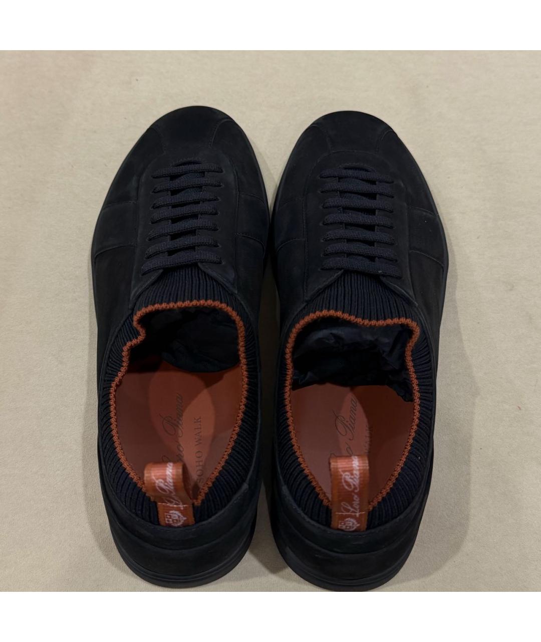 LORO PIANA Черные нубуковые низкие кроссовки / кеды, фото 3