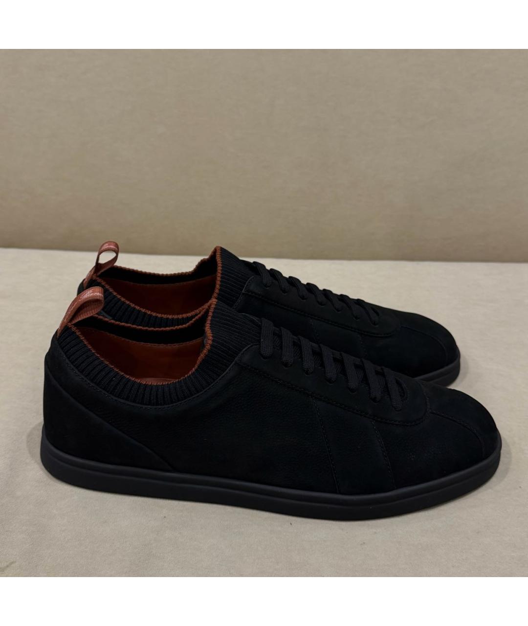 LORO PIANA Черные нубуковые низкие кроссовки / кеды, фото 6
