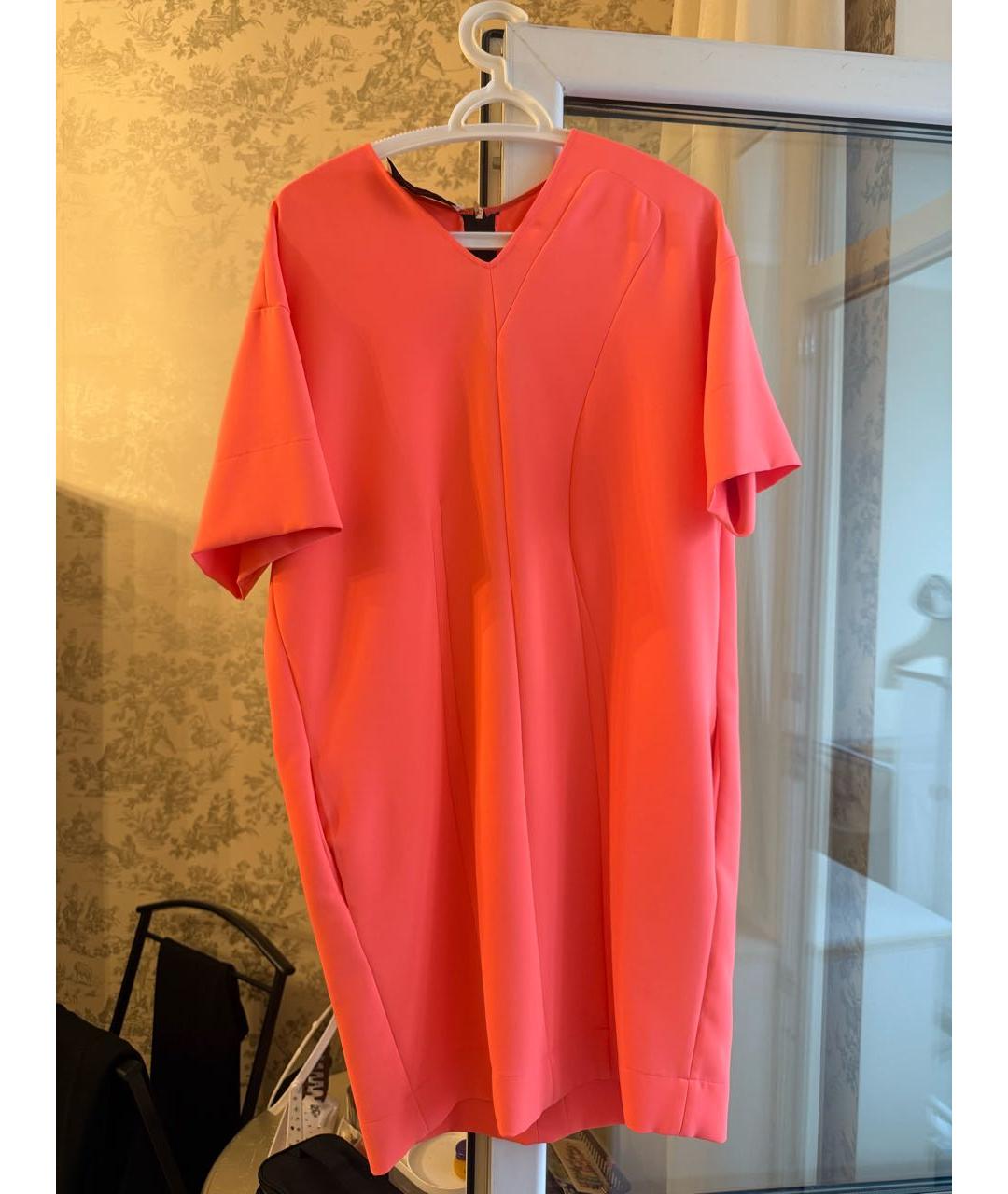 CEDRIC CHARLIER Оранжевое полиэстеровое повседневное платье, фото 7