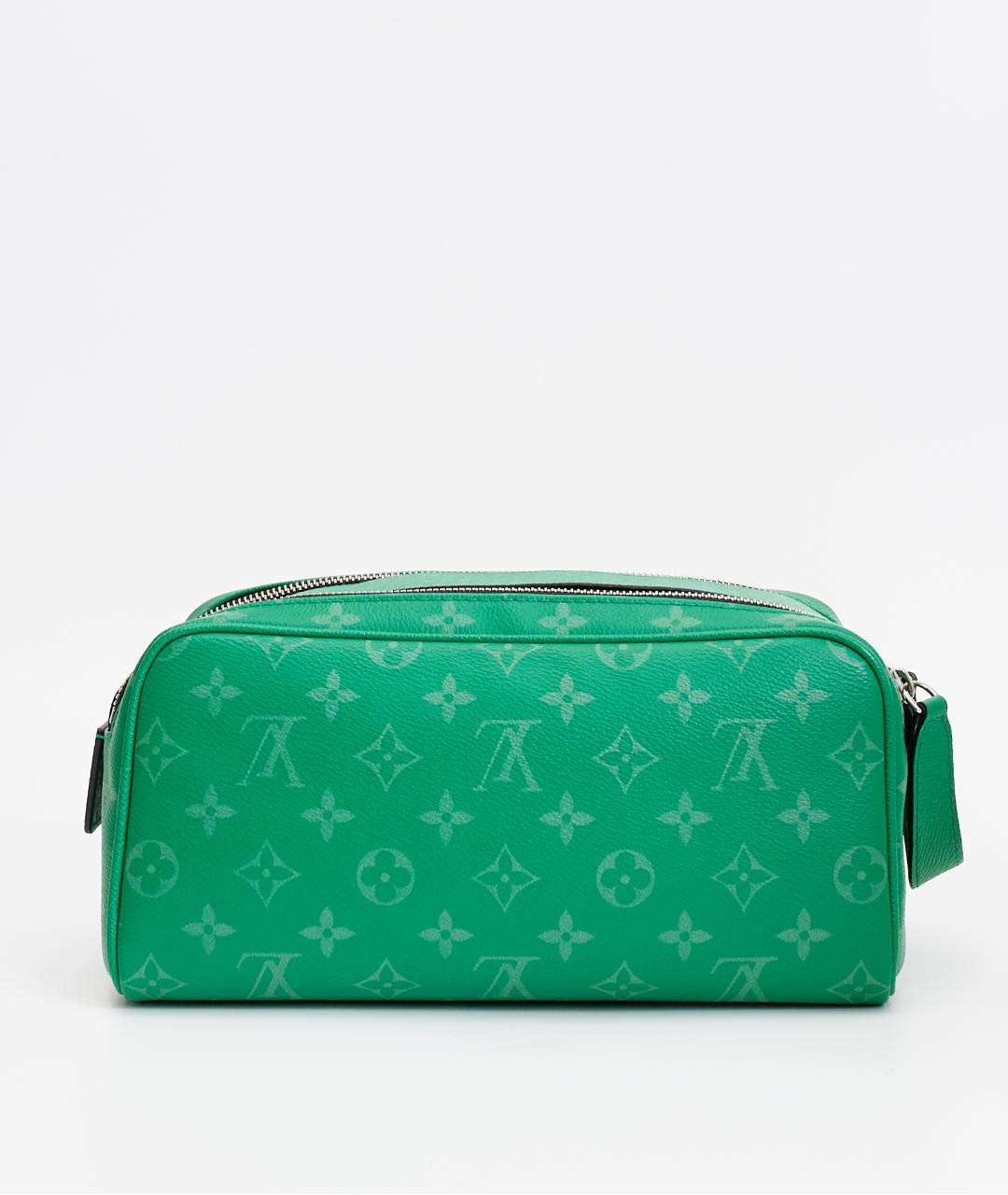 LOUIS VUITTON Зеленая кожаная косметичка, фото 8