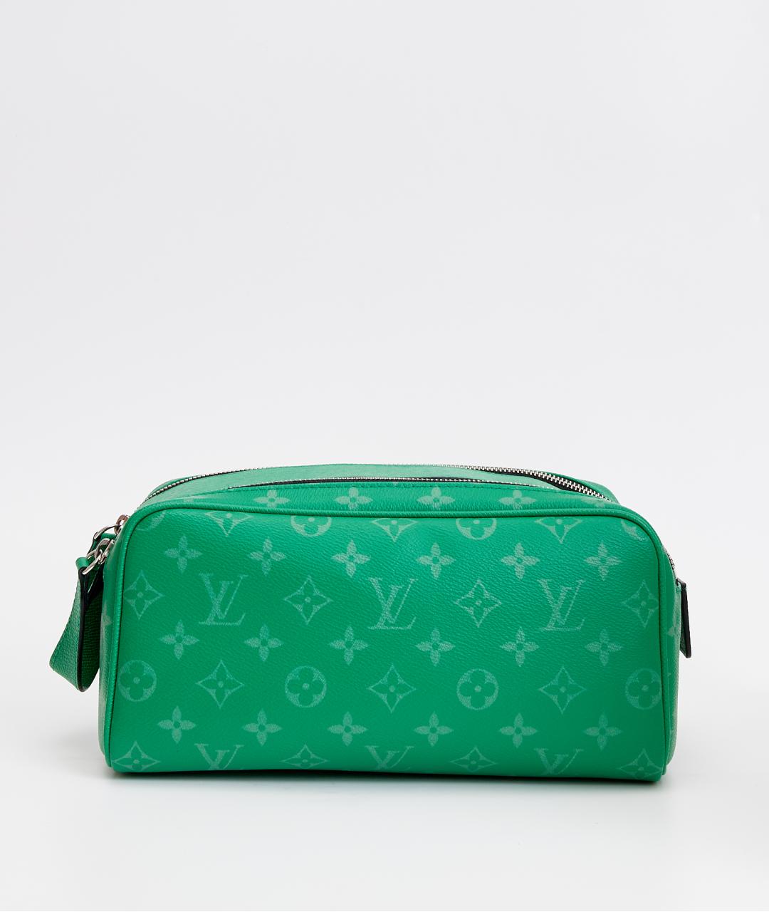 LOUIS VUITTON Зеленая кожаная косметичка, фото 4