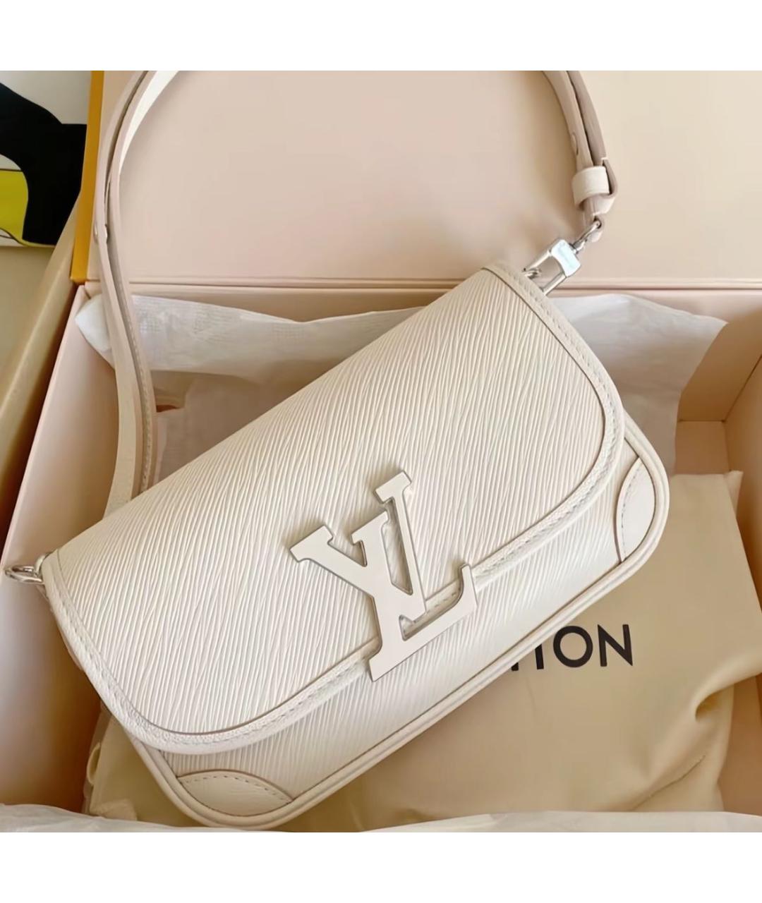LOUIS VUITTON Белая кожаная сумка через плечо, фото 2