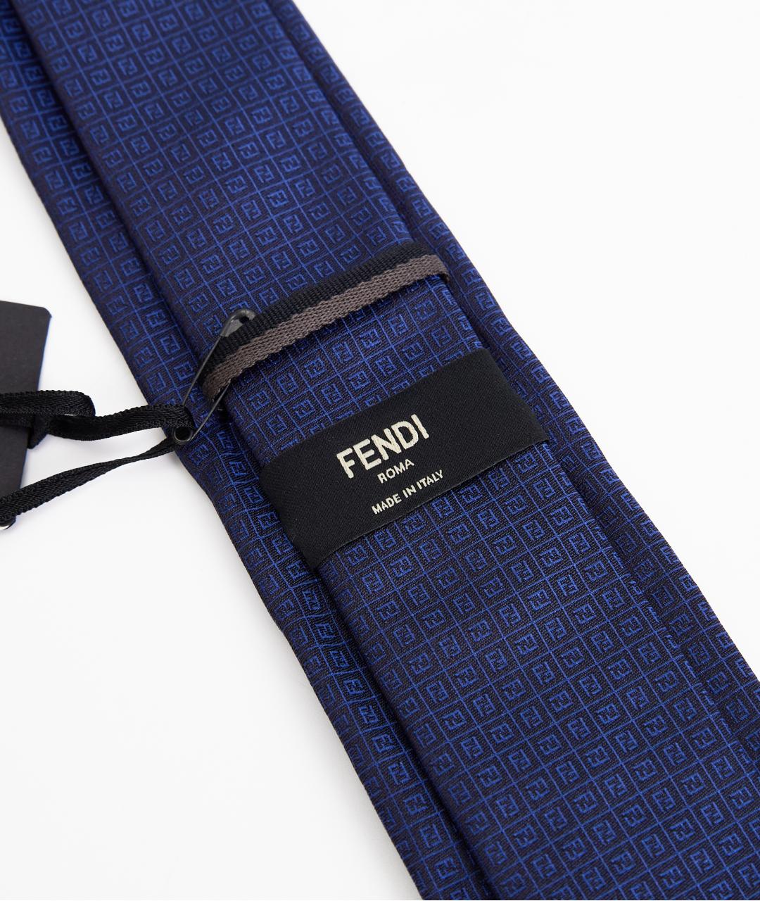 FENDI Синий шелковый галстук, фото 2