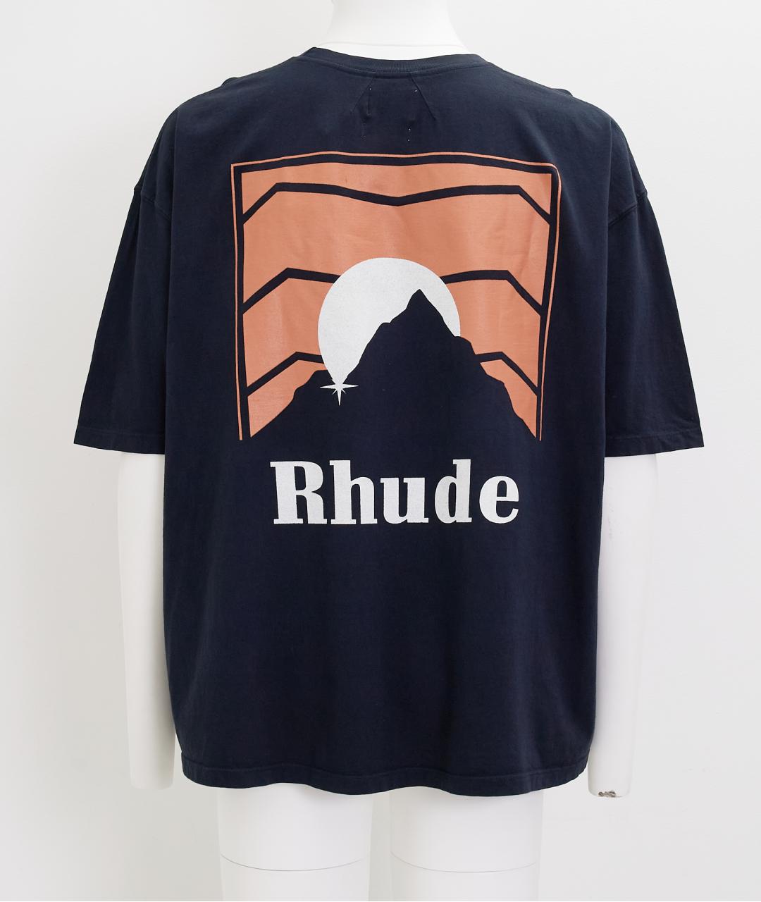 RHUDE Синяя хлопковая футболка, фото 2