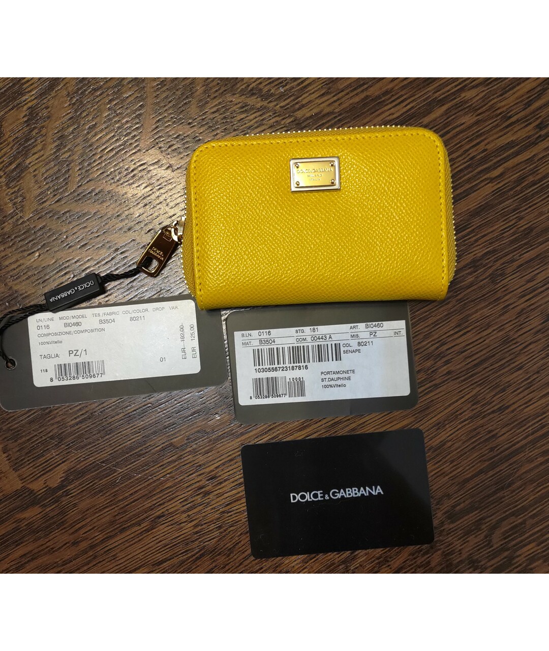 DOLCE&GABBANA Желтый кожаный кошелек, фото 6