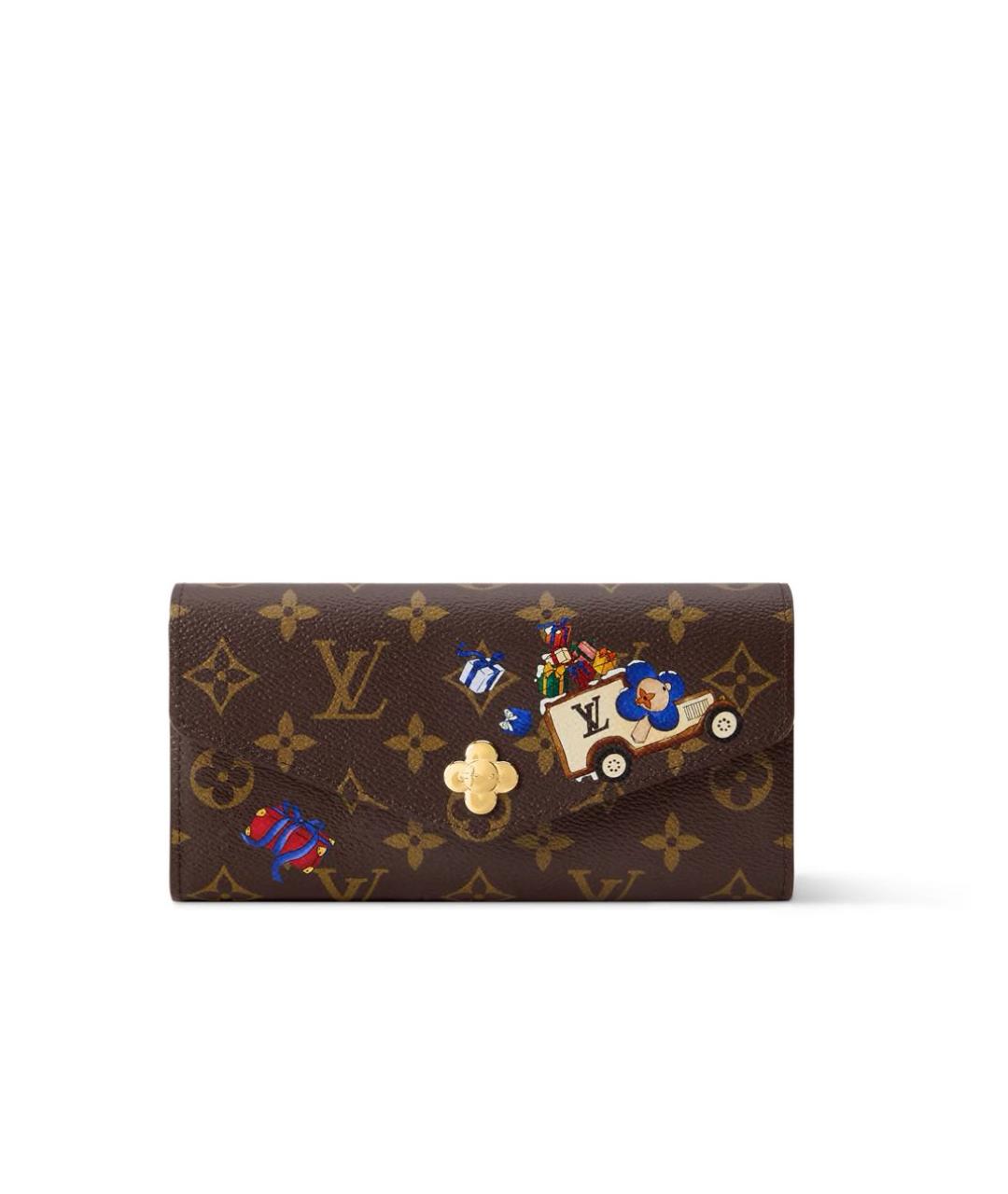 LOUIS VUITTON Коричневый кожаный кошелек, фото 1